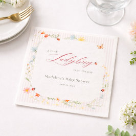 Servilleta De Papel Pink Ladybug Garden Floral Baby Shower