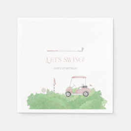 Servilleta De Papel Pink Let's par tee Golf Birthday