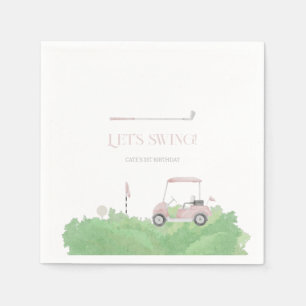 Servilleta De Papel Pink Let's par tee Golf Birthday