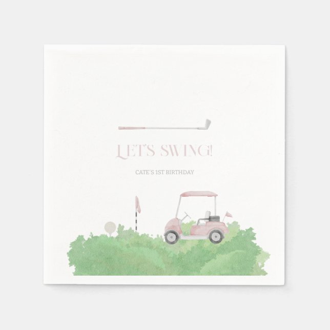 Servilleta De Papel Pink Let's par tee Golf Birthday (Anverso)