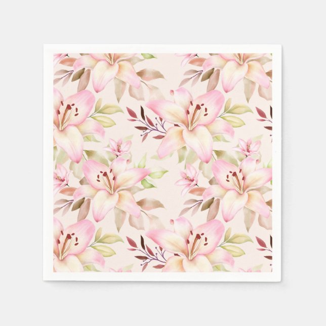 Servilleta De Papel Pink Lilies (Anverso)