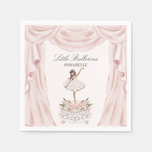 Servilleta De Papel Pink Little Ballerina Baby Shower o Cumpleaños (Anverso)