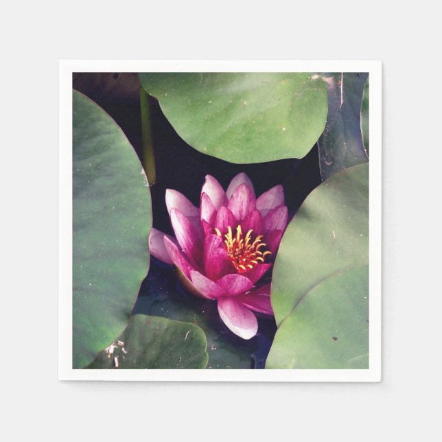 Servilleta De Papel Pink Lotus Blossom Green foliage (Anverso)