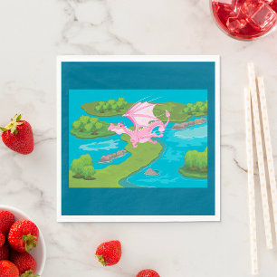 Servilleta De Papel Pink Magic Dragon Fantasy Napkins