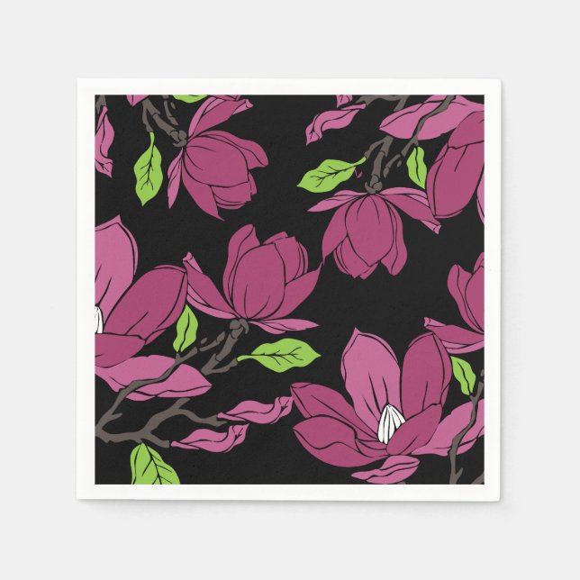 Servilleta De Papel Pink magnolia botanical Print (Anverso)