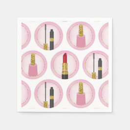 Servilleta De Papel Pink Makeup Cosmetics Pattern Cosmetology