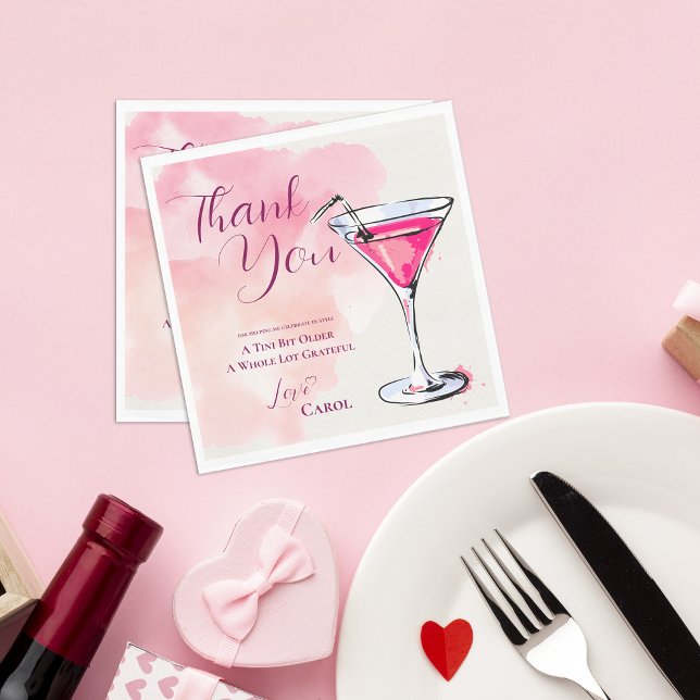 Servilleta De Papel Pink Martini A Tini Bit Older Birthday Party Paper (Pink Martini A Tini Bit Older Birthday Party Paper Napkins)