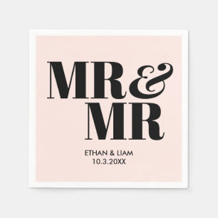 Servilleta De Papel Pink Mr. & Mr. Groom Bodas personalizados Napkins