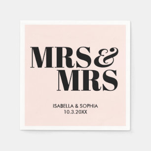Servilleta De Papel Pink Mrs & Mrs Bride Boda Personalizado Napkins