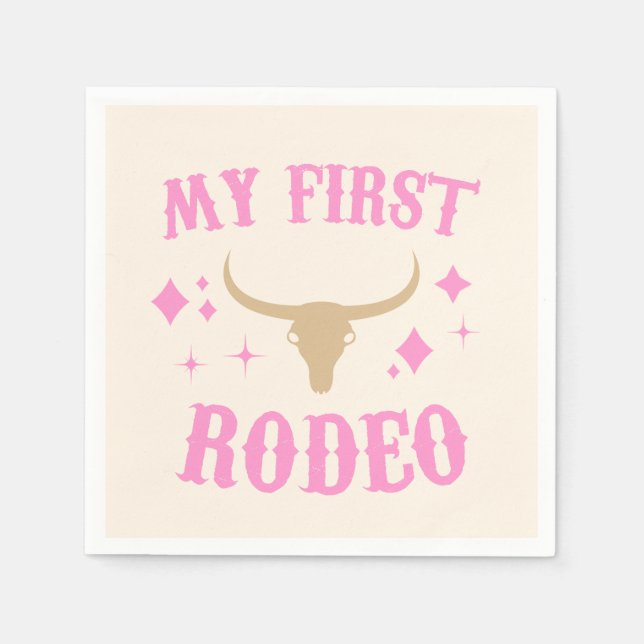 Servilleta De Papel Pink My First Rodeo Cowgirl Primer Cumpleaños (Anverso)