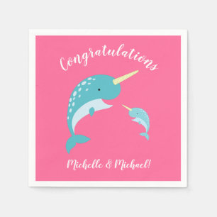 Servilleta De Papel Pink Narwhal Baby Shower