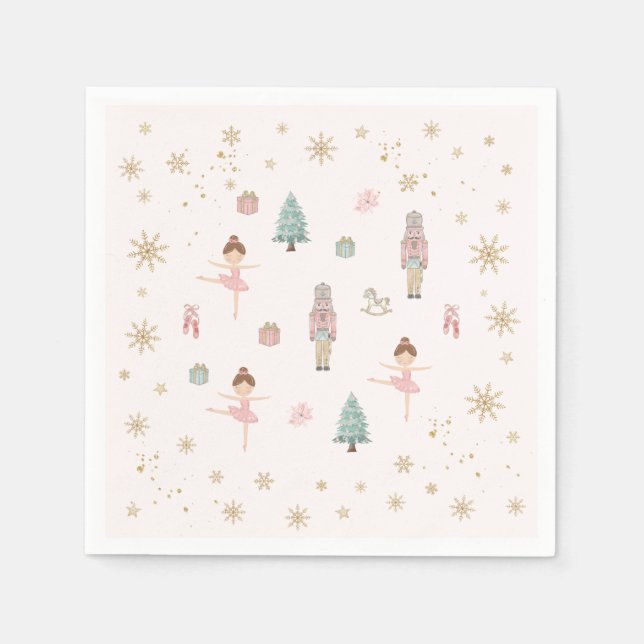 Servilleta De Papel Pink Nutcracker Ballet Birthday Paper Napkins (Anverso)