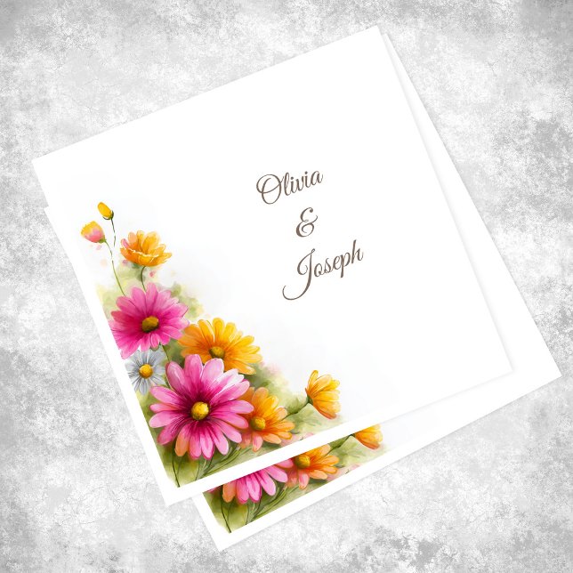 Servilleta De Papel Pink Orange Floral Wedding (Subido por el creador)