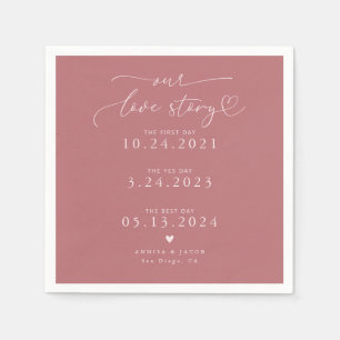 Servilleta De Papel Pink Our Love Story Elegant Script Boda