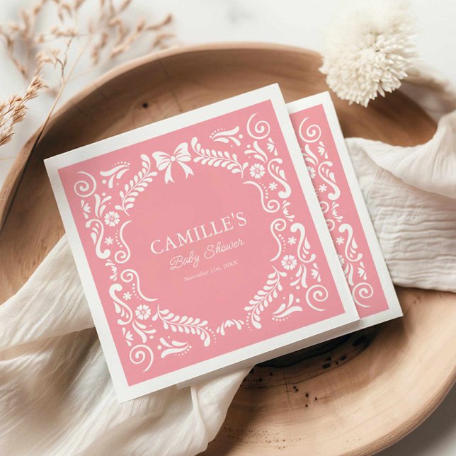 Servilleta De Papel Pink Papel Picado Baby Shower (Pink Fiesta Baby Shower Napkins)