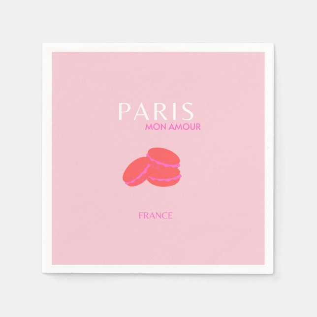 Servilleta De Papel Pink Paris Travel Art Macarons Preppy (Anverso)