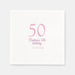 Servilleta De Papel PINK PASTEL 50 cumpleaños aniversario agregar nomb