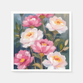 Servilleta De Papel Pink Peonies Flor Bouquet acuarela
