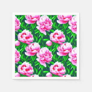 Servilleta De Papel Pink Peonies Garden Print