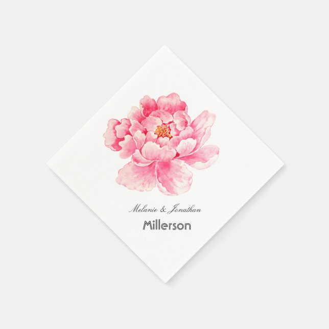 Servilleta De Papel Pink Peony Floral (Borde)