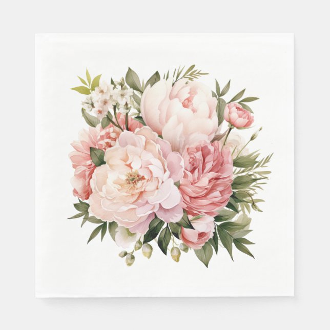 Servilleta De Papel Pink Peony Floral (Anverso)