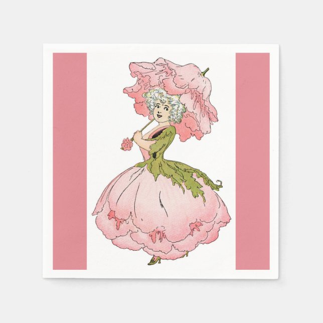 Servilleta De Papel Pink Peony Lady Paper Napkin (Anverso)