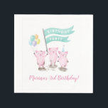 Servilleta De Papel Pink Piggys Kids Birthday Fiesta<br><div class="desc">¡Celebra el cumpleaños de tu pequeño cerdo con estas servilletas de cumpleaños de cerdo rosado! Este adorable diseño presenta tres cerdos adorables pintados a mano,  fangosos,  listos para celebrar</div>