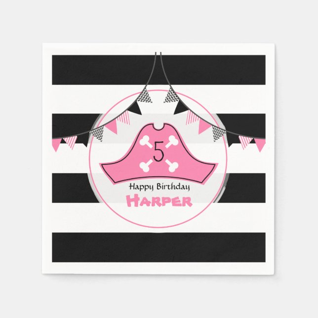 Servilleta De Papel Pink Pirate Napkins Birday (Anverso)