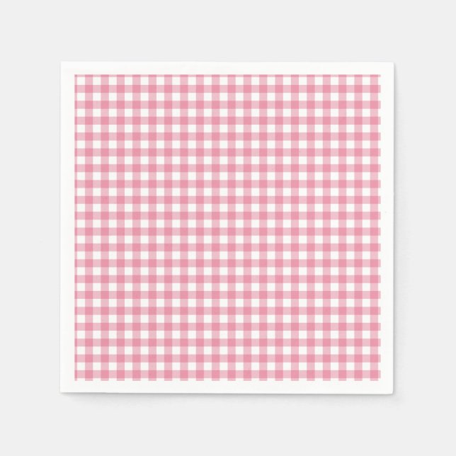 Servilleta De Papel Pink Plaid Gingham Baby Shower (Anverso)