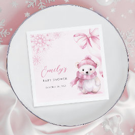 Servilleta De Papel Pink Polar Bear Baby Shower Napkins