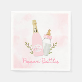 Servilleta De Papel Pink Poppin Bottles Girl Baby Shower