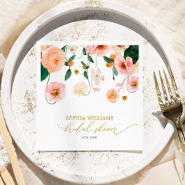 Servilleta De Papel Pink Poppy Floral Bridal Shower Napkins