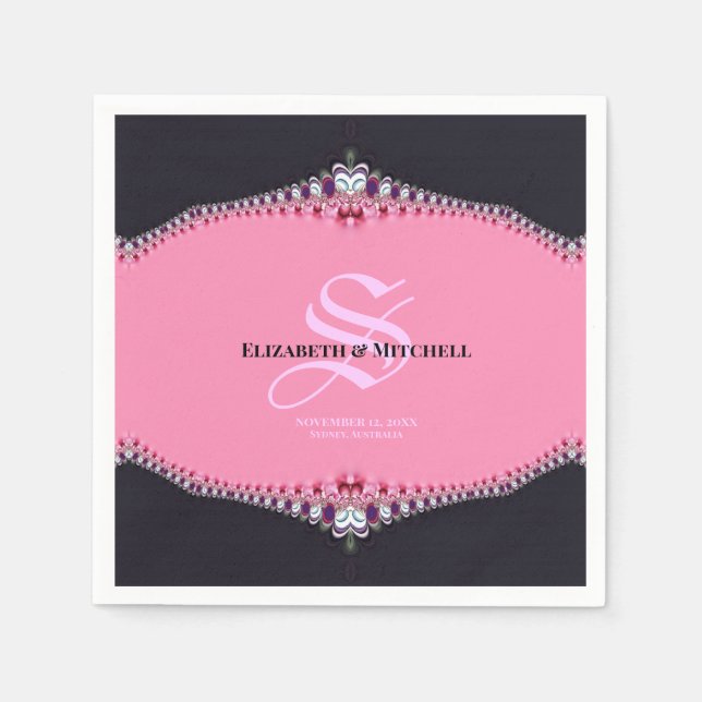 Servilleta De Papel Pink Princess Lace Special Day Engagement Wedding (Anverso)