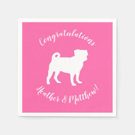 Servilleta De Papel Pink Pug Silhouette Puppy Baby Shower