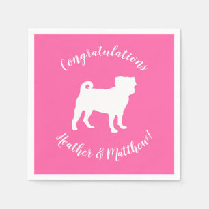Servilleta De Papel Pink Pug Silhouette Puppy Baby Shower