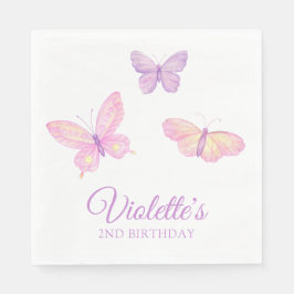 Servilleta De Papel Pink Purple Butterfly Baby Birday Party