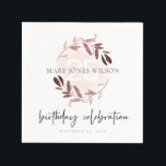 SERVILLETA DE PAPEL PINK PURPLE FOLIAGE WREATH ANY AGE 25TH  BIRTHDAY<br><div class="desc">For any further customisation or any other matching items,  please feel free to contact me at yellowfebstudio@gmail.com</div>