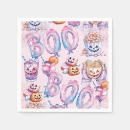 Servilleta De Papel Pink Purple Halloween Boo Watercolor