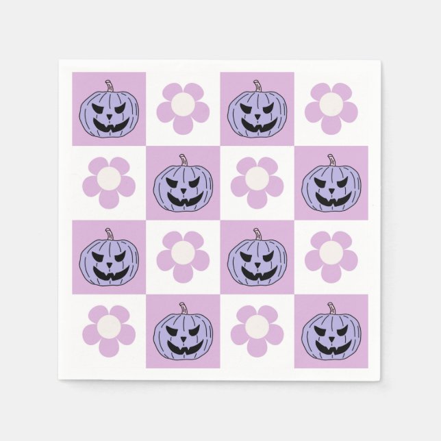 Servilleta De Papel Pink Purple Halloween Jack o Lantern (Anverso)