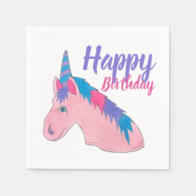 Servilleta De Papel Pink Purple Magse Horse Unicornio (Anverso)