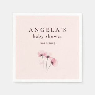 Servilleta De Papel Pink & Purple Poppy Floral Baby Shower