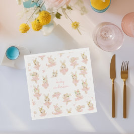 Servilleta De Papel Pink Rabbit Ballerina Tutu Baby Shower