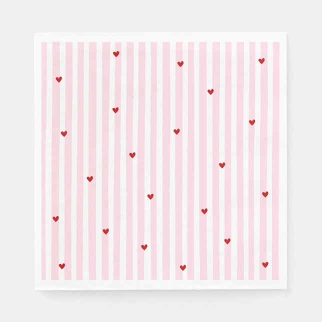 Servilleta De Papel Pink Red Hearts Little Sweetheart Baby Shower (Anverso)