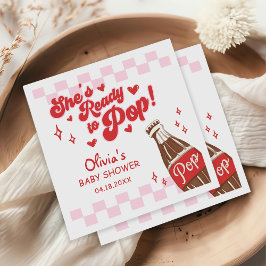 Servilleta De Papel Pink Red She's Ready to Pop Baby Shower