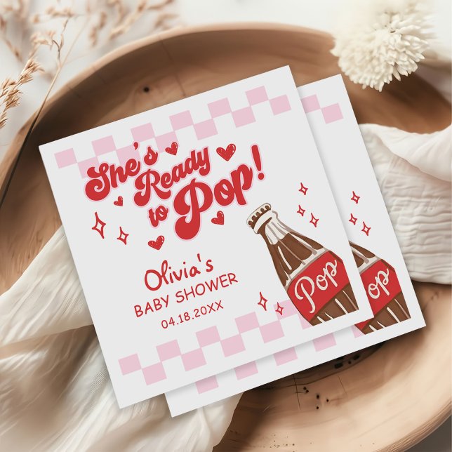 Servilleta De Papel Pink Red She's Ready to Pop Baby Shower (Subido por el creador)