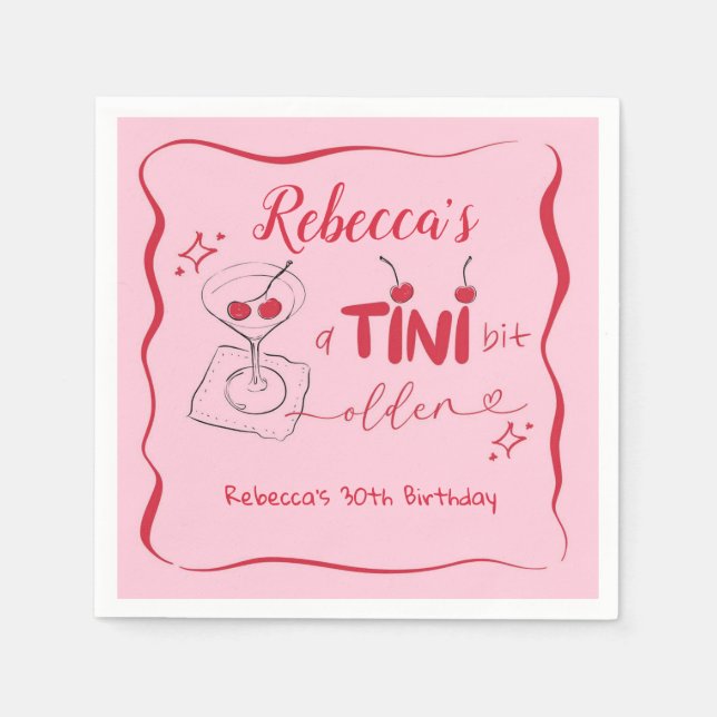 Servilleta de papel Pink Retro Cherry Tini Bit Old (Anverso)