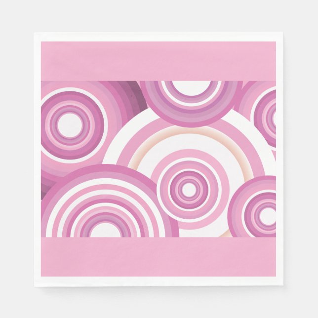Servilleta De Papel Pink Retro Circles Pattern (Anverso)