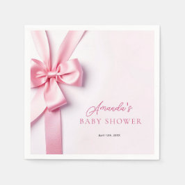 Servilleta De Papel Pink Ribbon Bow Baby Shower