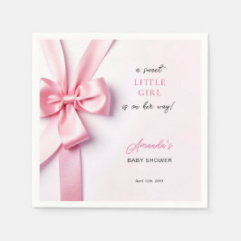 Servilleta De Papel Pink Ribbon Bow Baby Shower Sweet Little Girl