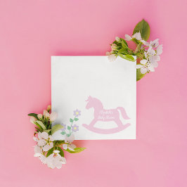Servilleta De Papel Pink Rocking Horse Girl Baby Shower
